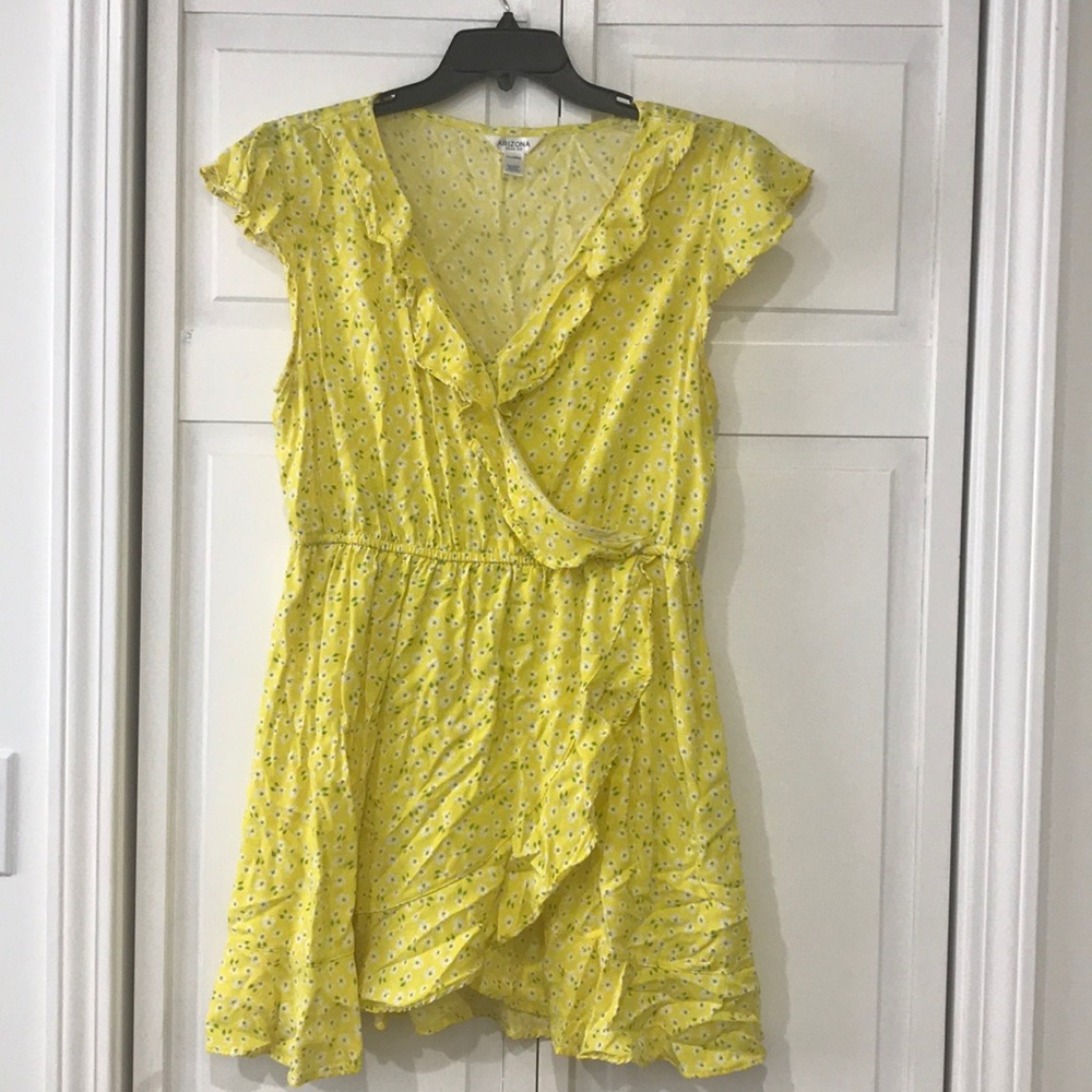 floral patterned ruffle wrap dress